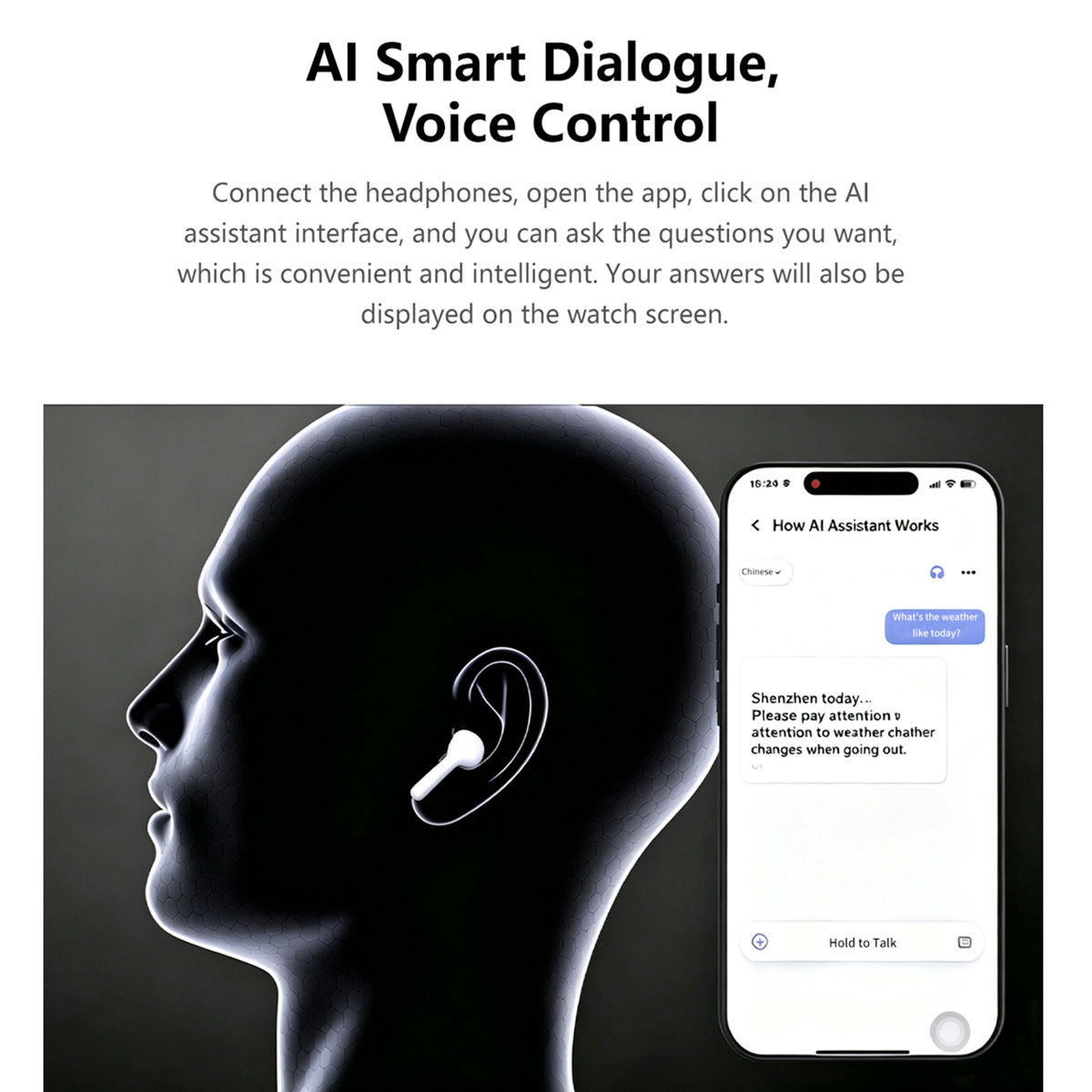 Smart Watch Bluetooth Earphone - Audio Music Track review and price